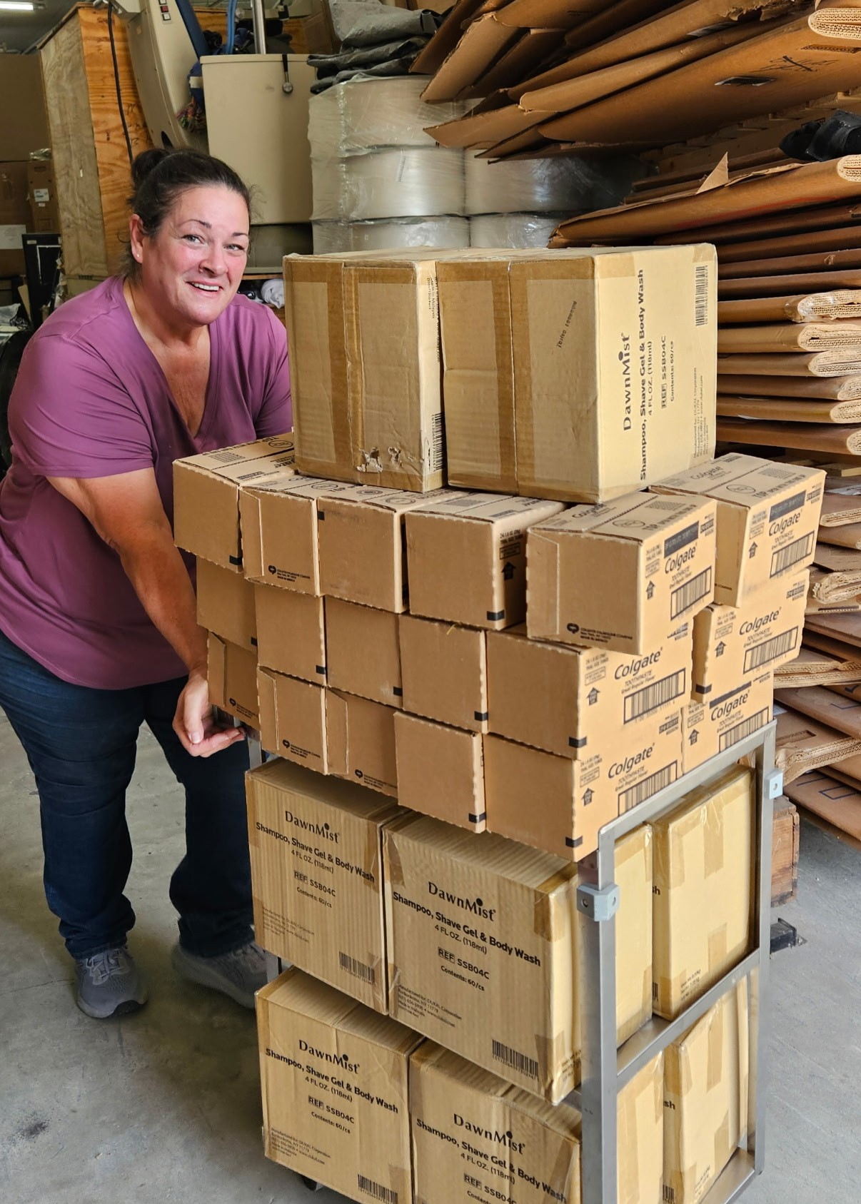 Picture of women with boxes on cart
