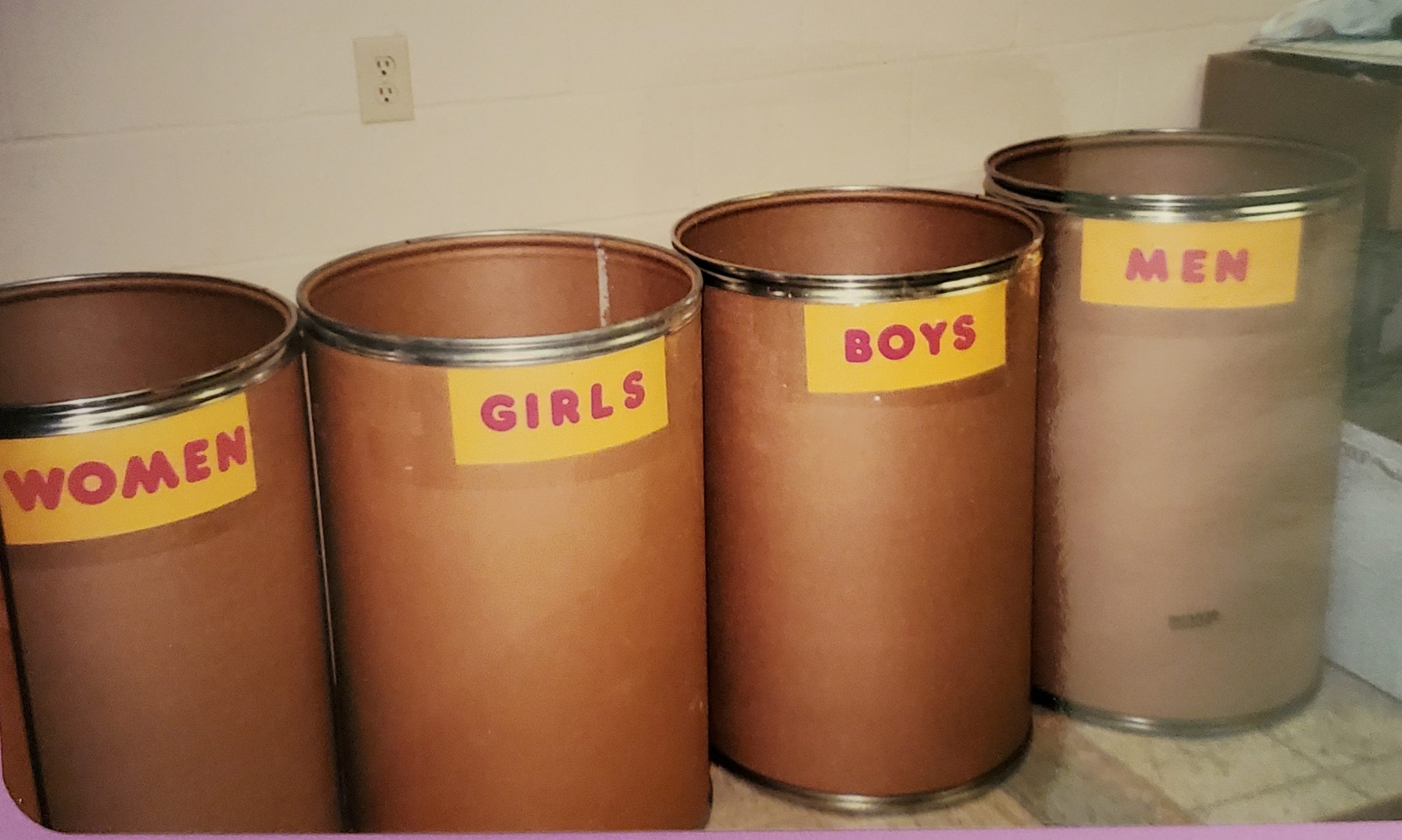 Picture of barrels for sorting clothing