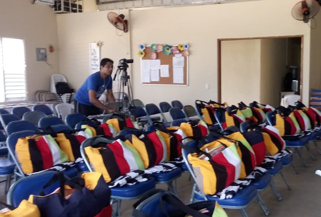 Picture of bags on chairs for children